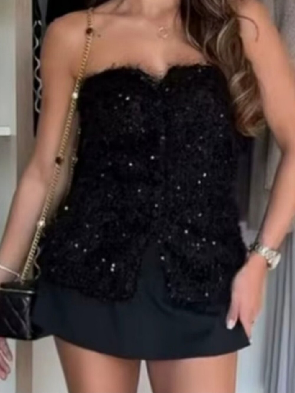 ZARA Sequin bustier top